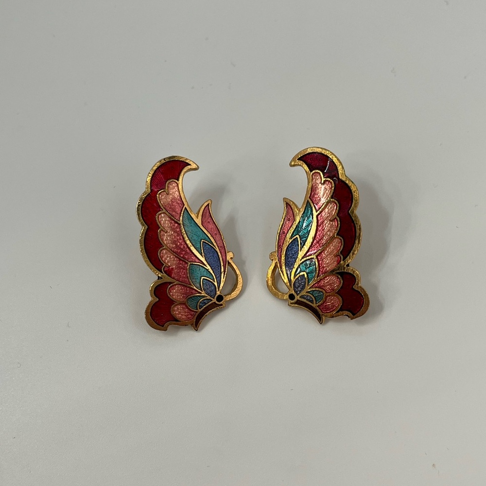 Vintage enamel butterfly earrings